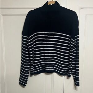 Truth Black and White Striped Turtleneck Sweater